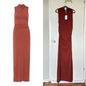 Misa Los Angeles Athena Sleeveless Brick Maxi Dress, Large